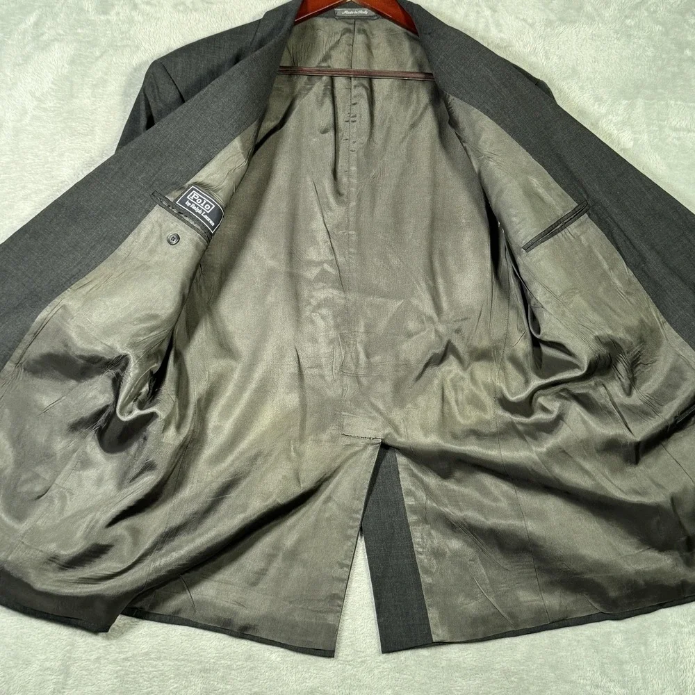 Polo Ralph Lauren Blazer Mens 44 Gray Wool Sport Coat Jacket Made USA Classic - Picture 4 of 12